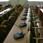Зал заседаний Луганской администрации. Конференц система SENNHEISER.